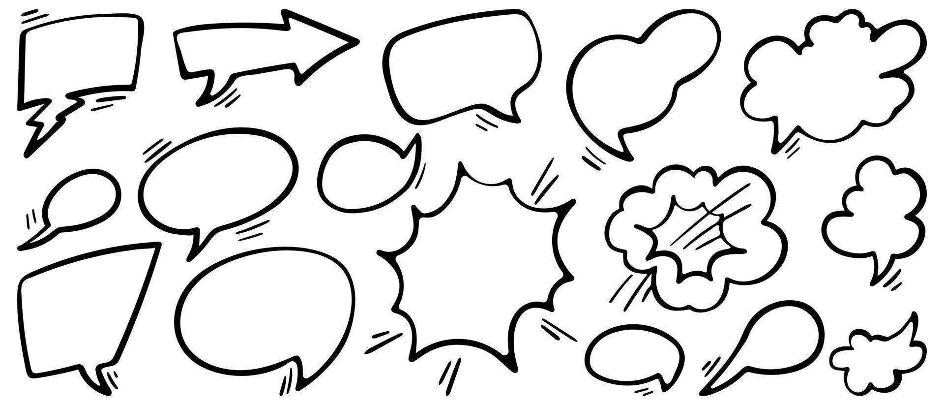 conjunto de ilustração vetorial de bolhas do discurso em quadrinhos vazio isolado no fundo branco. elemento de design para flyer, pôster, logotipo, emblema, sinal, rótulo, banner, diário de bala vetor