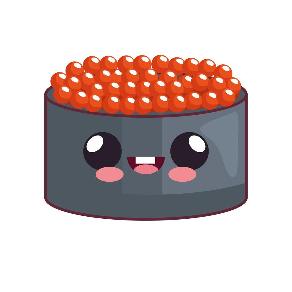 sushi com caviar kawaii vetor