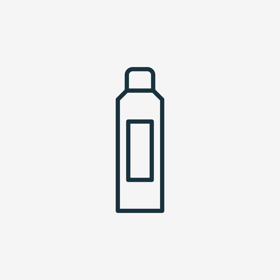 frasco de spray para ícone de linha de higiene e cuidados com o corpo. desodorante, spray antitranspirante com pictograma linear de tampa. laca no ícone de embalagens plásticas. ilustração vetorial isolado. vetor
