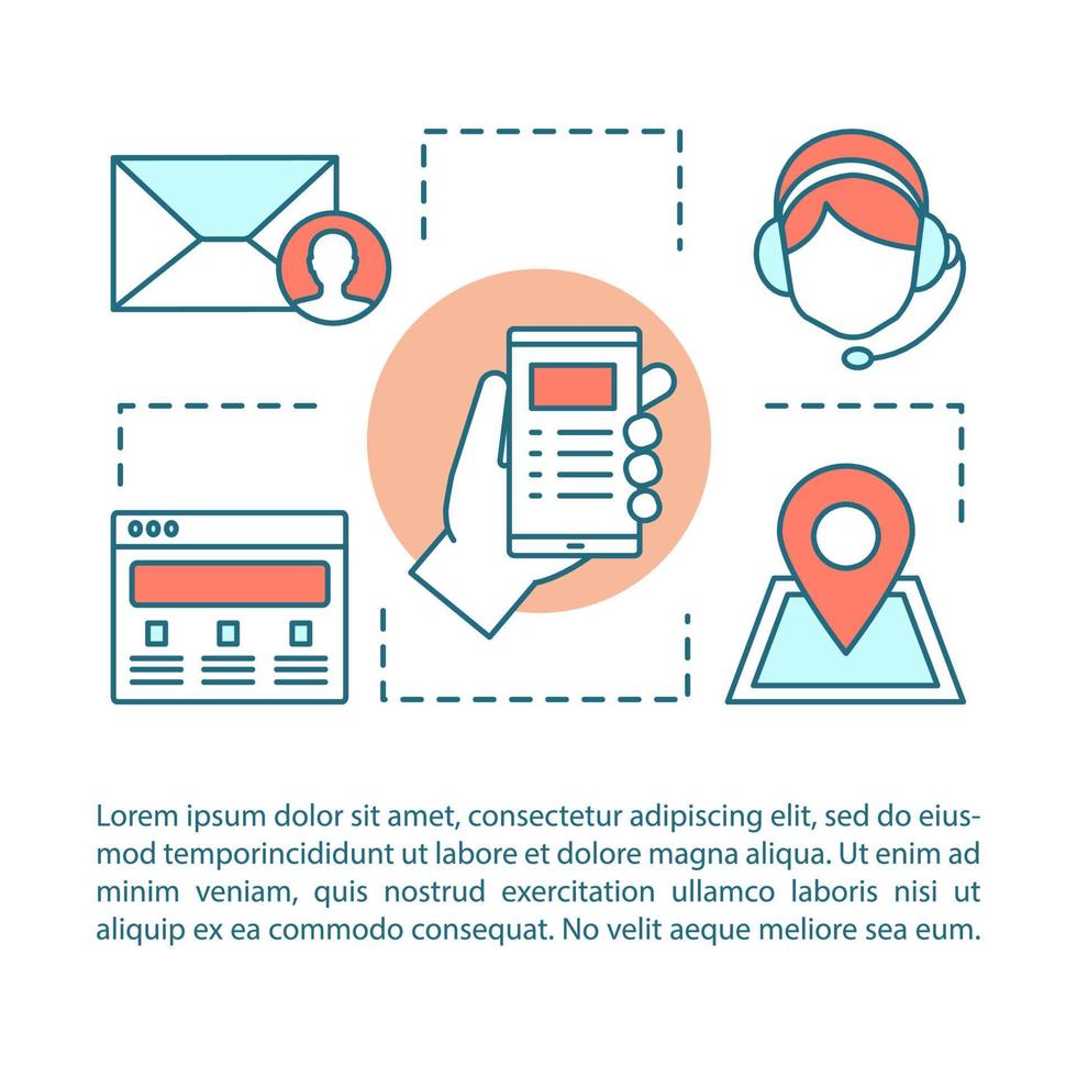 contacte-nos ilustração linear do conceito. Centro de Informações. infocenter. Central de Atendimento. hotline. artigo, folheto, layout de página de revista. ícones de linha fina com caixas de texto. desenho de contorno isolado de vetor