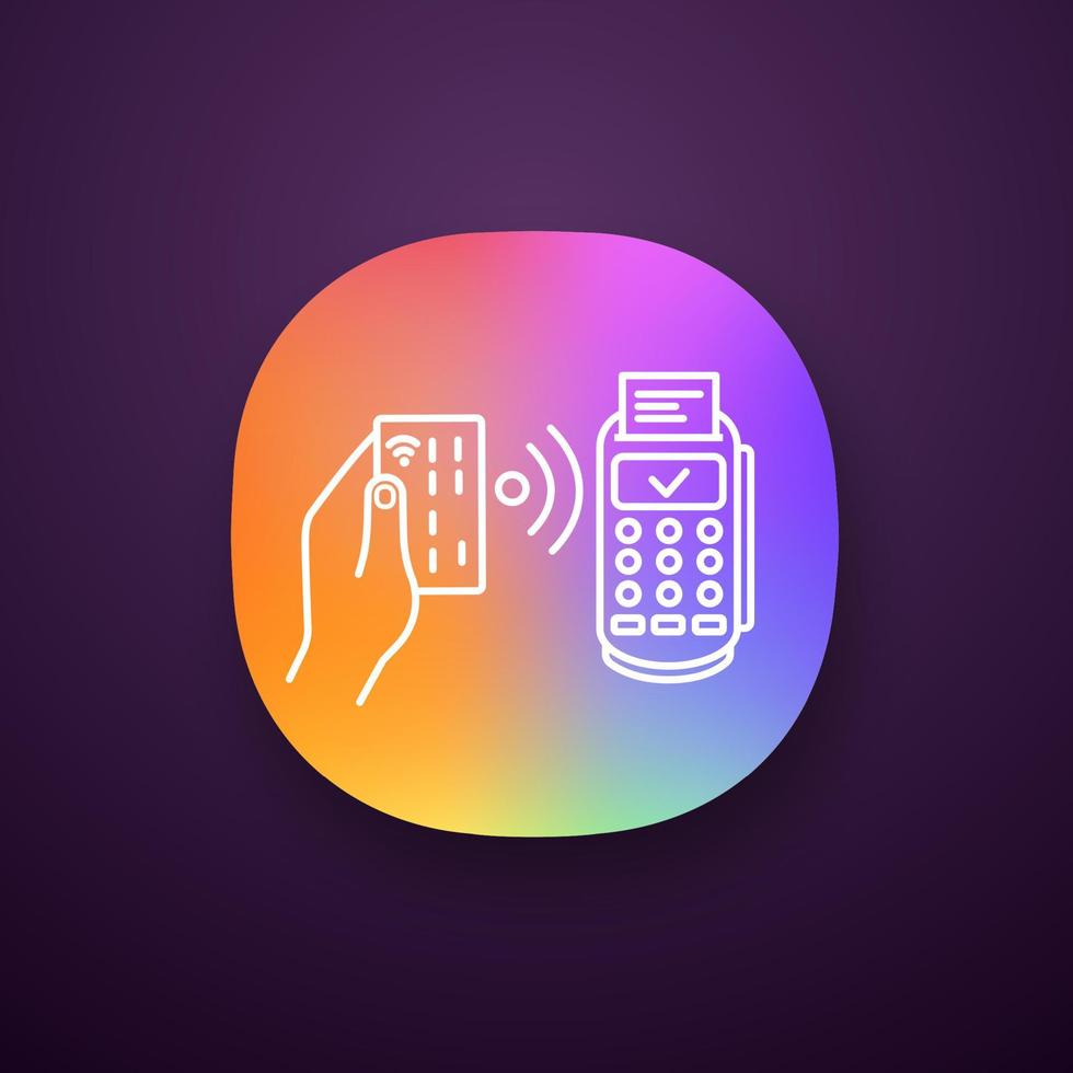 ícone do aplicativo de pagamento nfc. terminal pos. interface de usuário ui ux. terminais de pagamento. transação sem contato. comunicação de campo próximo. e-pagamento. web ou aplicativo móvel. ilustração vetorial isolada vetor