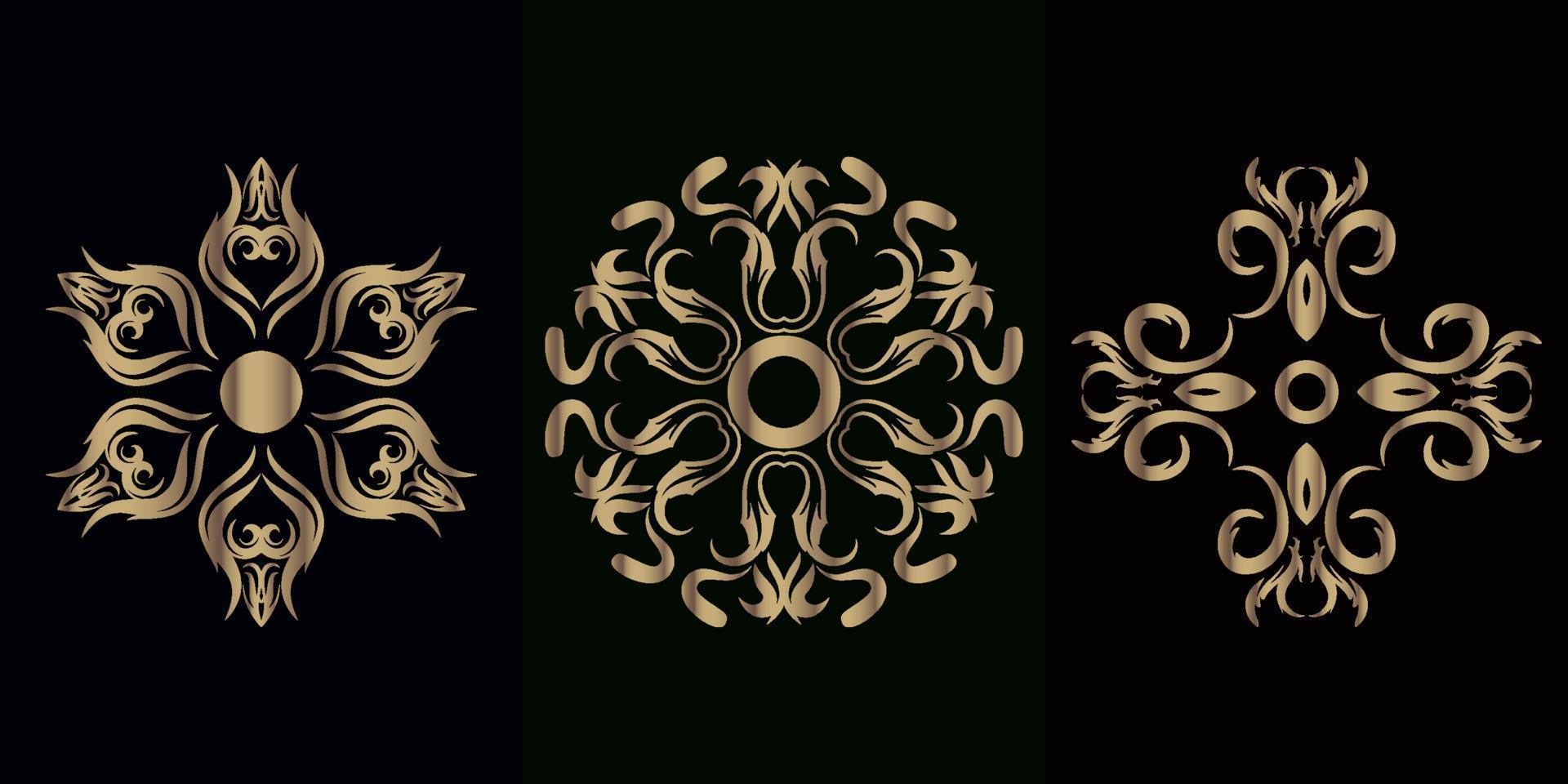 coleção de ornamento de mandala ou flor vetor