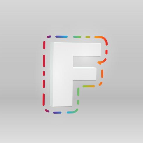 Caráter 3D de um fontset com fundo colorido, vetor illustartion