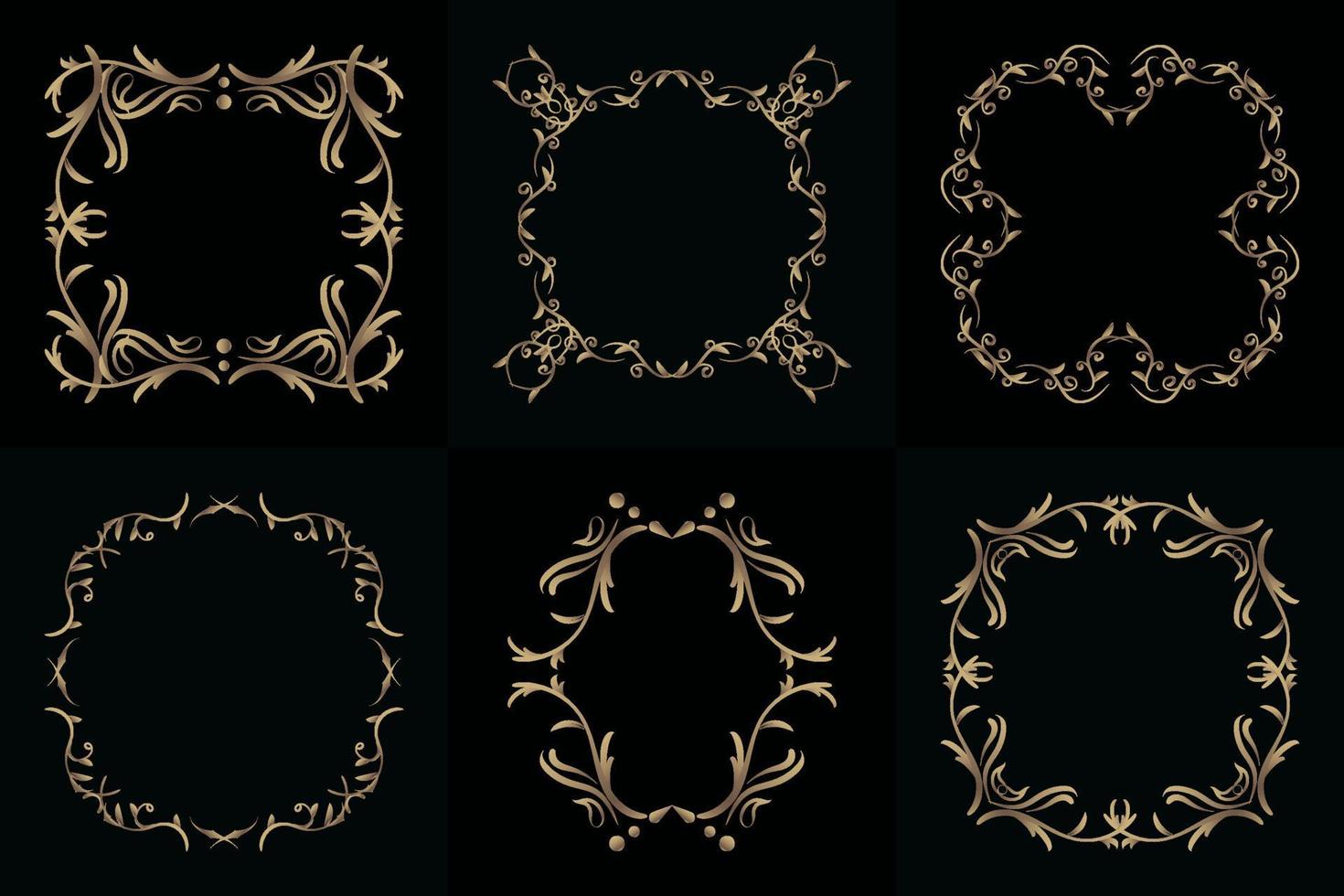 coleção de ornamento de luxo ou moldura floral vetor