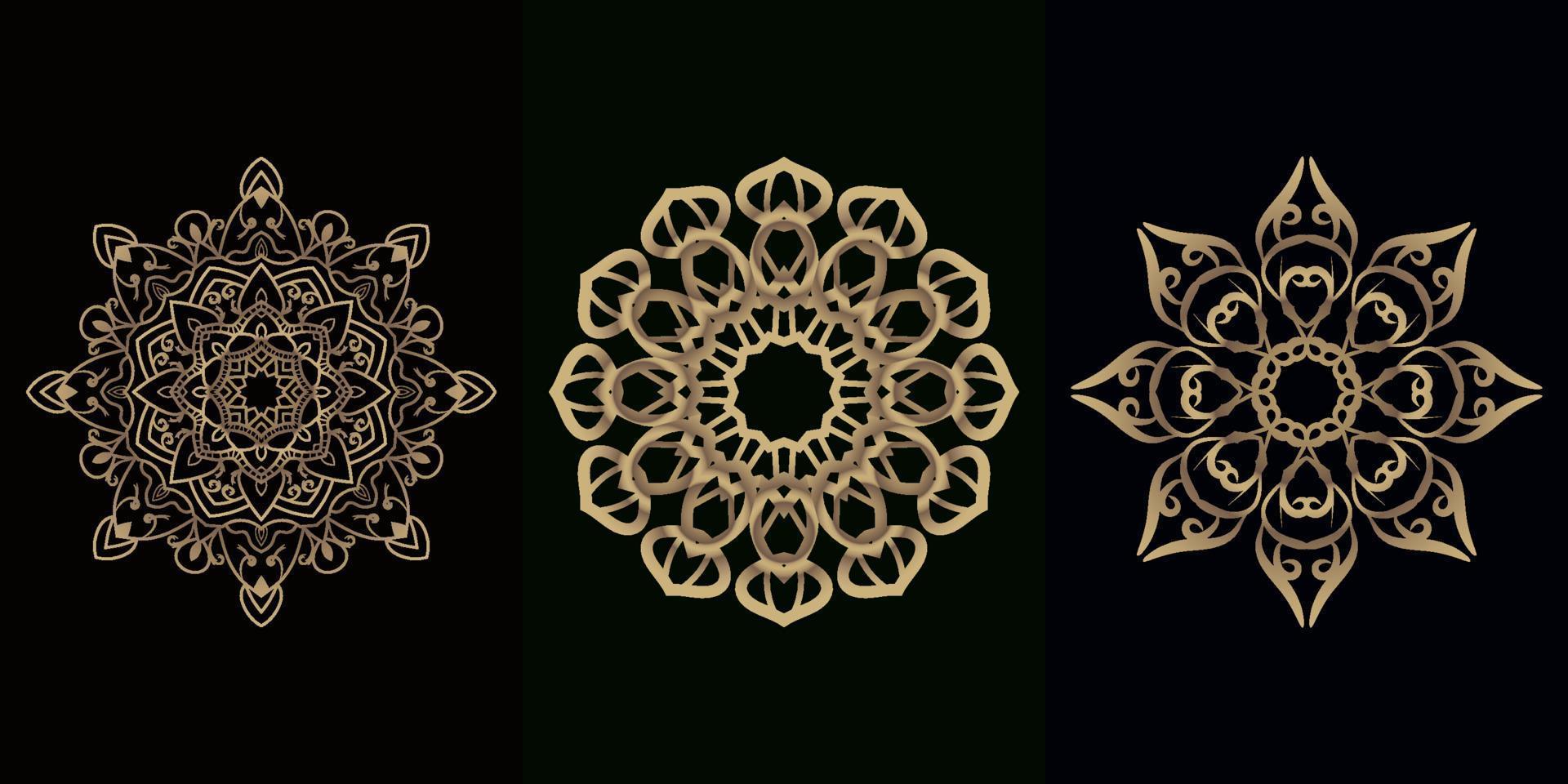 coleção de ornamento de mandala ou flor vetor