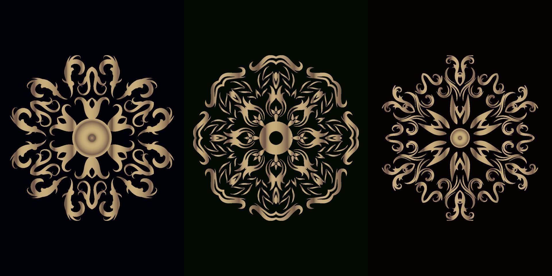 coleção de ornamento de mandala ou flor vetor