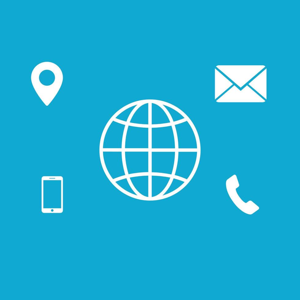 web, localização, correio, ícone de vetor de telefone para uso comercial