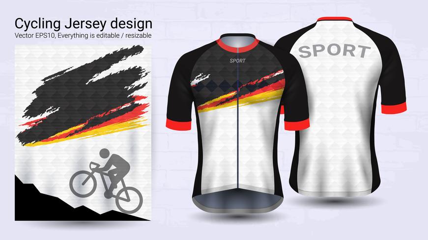 Camisas de ciclismo, modelo de maquete de esporte de manga curta. vetor