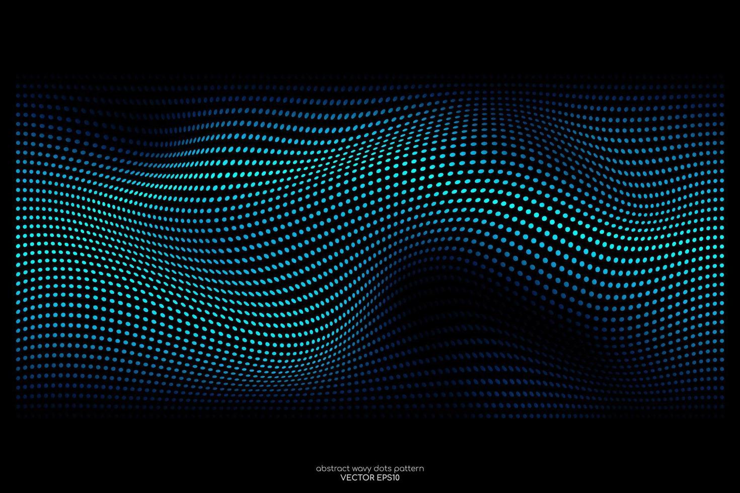 partículas de pontos abstratos fluindo luz verde azul ondulada isolada no fundo preto. elementos de design de ilustração vetorial no conceito de tecnologia, energia, ciência, música. vetor