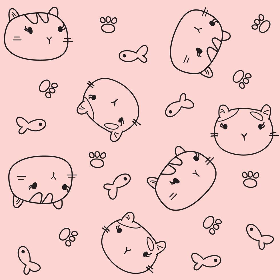 Fundo completo com bonito desenhos animados gatos de cor diferente imagem  vetorial de frenta© 331689636