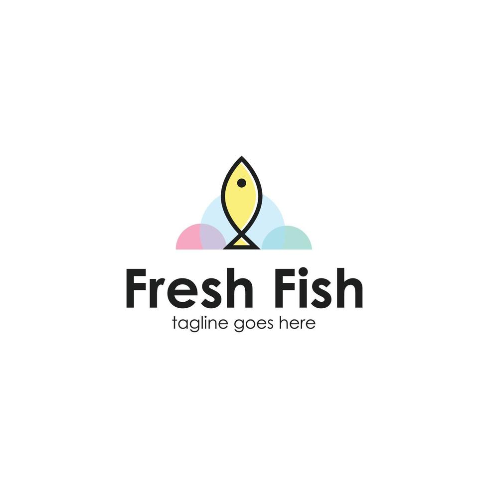 modelo de design de logotipo de peixe fresco vetor