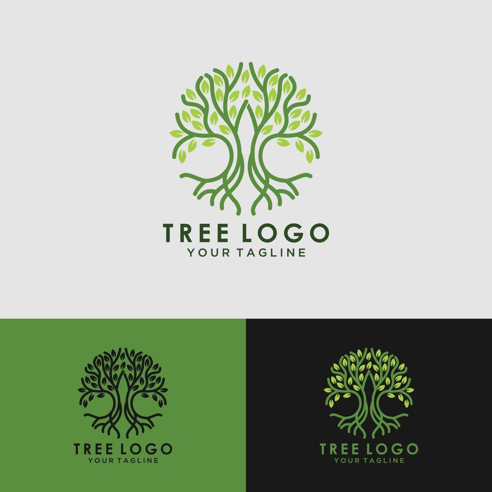 mobileroot da ilustração do logotipo da árvore. silhueta vetorial de uma árvore, design de logotipo de árvore vibrante abstrato, vetor de raiz - inspiração de design de logotipo de árvore da vida isolada no fundo branco.