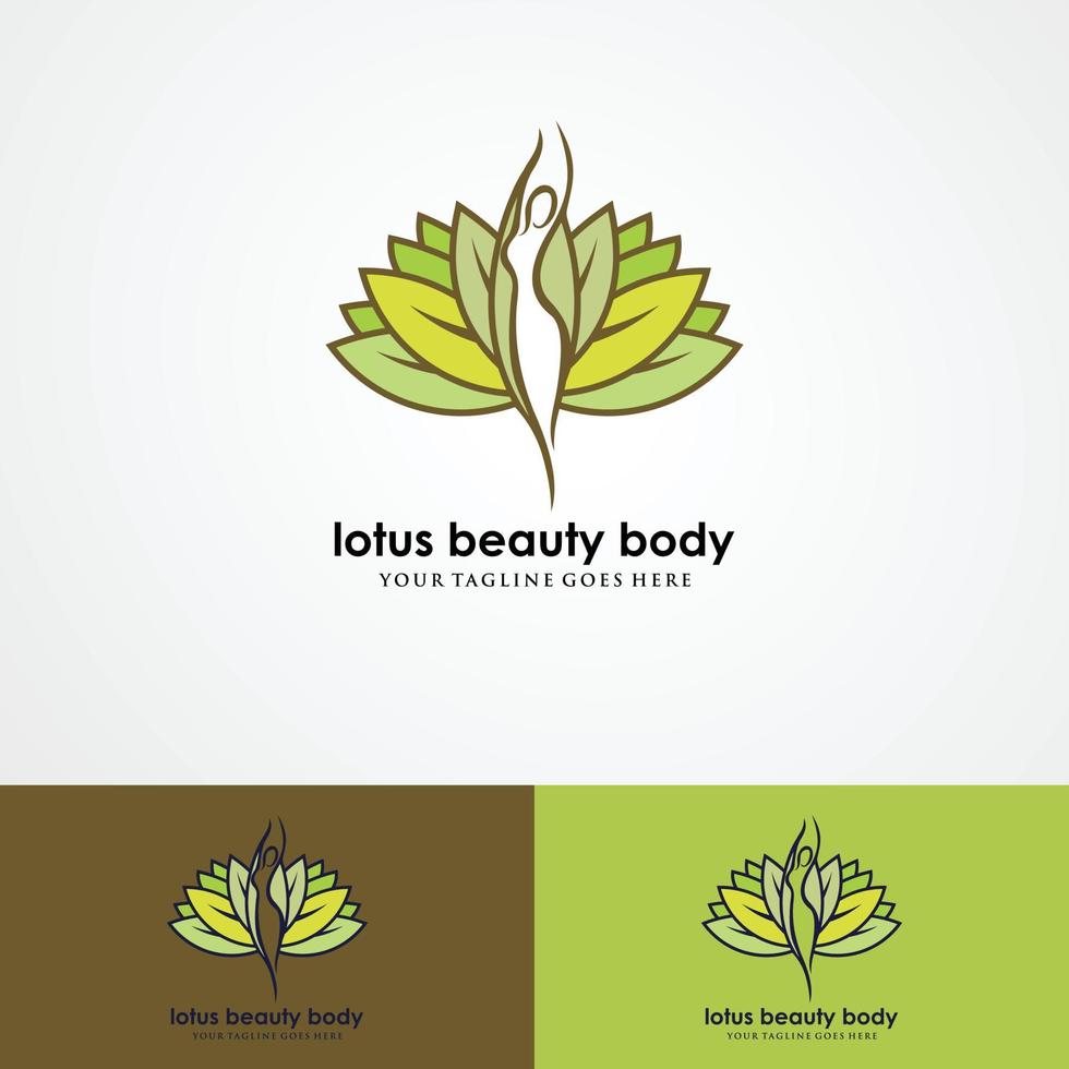 logotipo da flor de lótus com silhueta humana vetor
