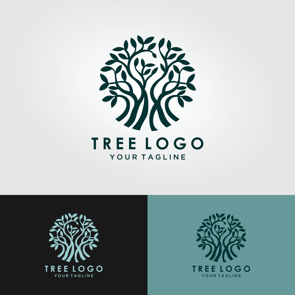 raiz da ilustração do logotipo da árvore. silhueta de uma árvore, design de logotipo de árvore vibrante abstrato, vetor de raiz - inspiração de design de logotipo de árvore da vida isolada no fundo branco.