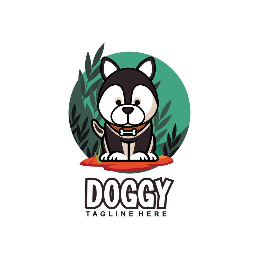 bonito kawaii cachorrinho mascote desenho de logotipo dos desenhos animados ícone ilustração personagem desenhado à mão. adequado para todas as categorias de negócios, empresas, marcas como pet shop ou pet shop, brinquedos, alimentos e muito mais vetor