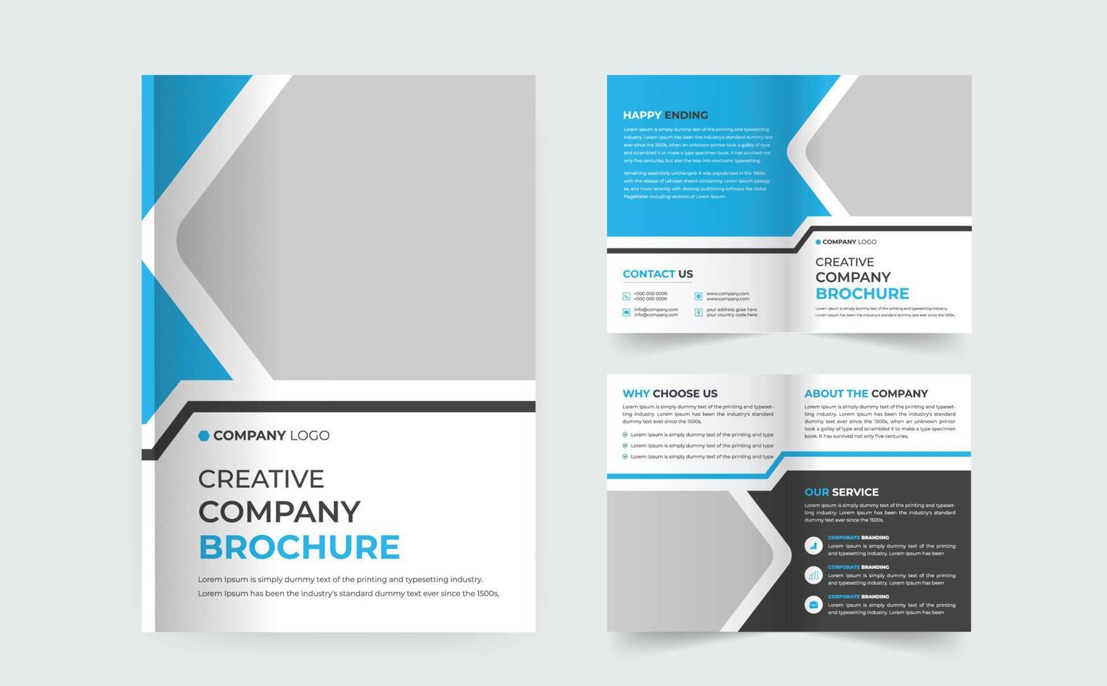 modelo de design de folheto bifold de negócios corporativos criativos modernos 4pg vetor