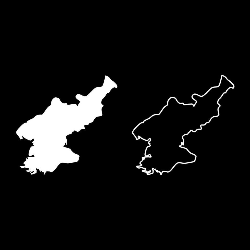 mapa do conjunto de ícones da coreia do norte ilustração de cor branca estilo simples imagem simples vetor