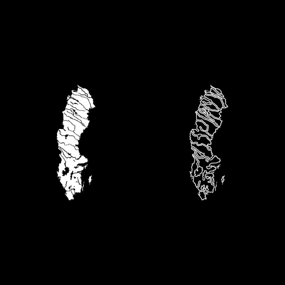mapa do conjunto de ícones da suécia ilustração de cor branca estilo simples imagem simples vetor