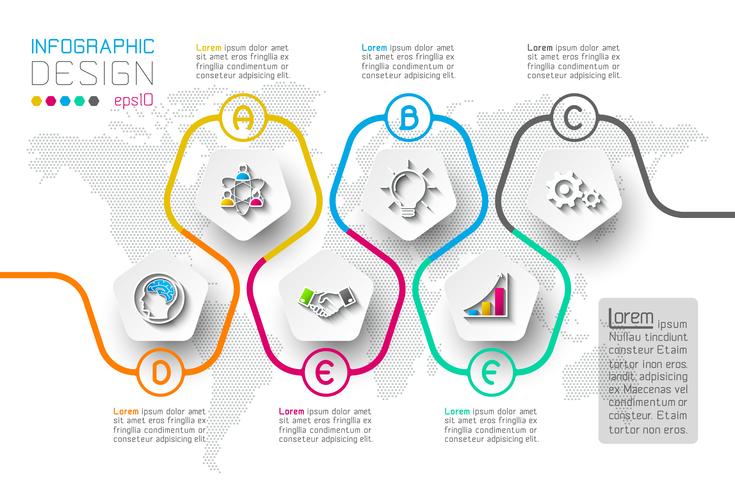 Opções de etapa de negócios e infográficos abstratos número modelo de opções. vetor