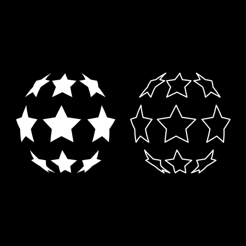 estrelas em forma de ícone de bola de futebol conjunto de ilustração de cor branca estilo simples imagem simples vetor