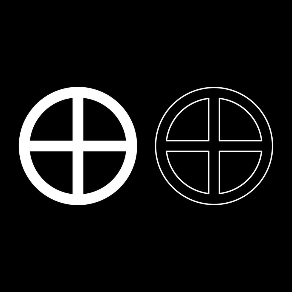 cruze o círculo redondo no pão conceito partes corpo Cristo infinito sinal em conjunto de ícones religiosos imagem de estilo plano de ilustração vetorial de cor branca vetor
