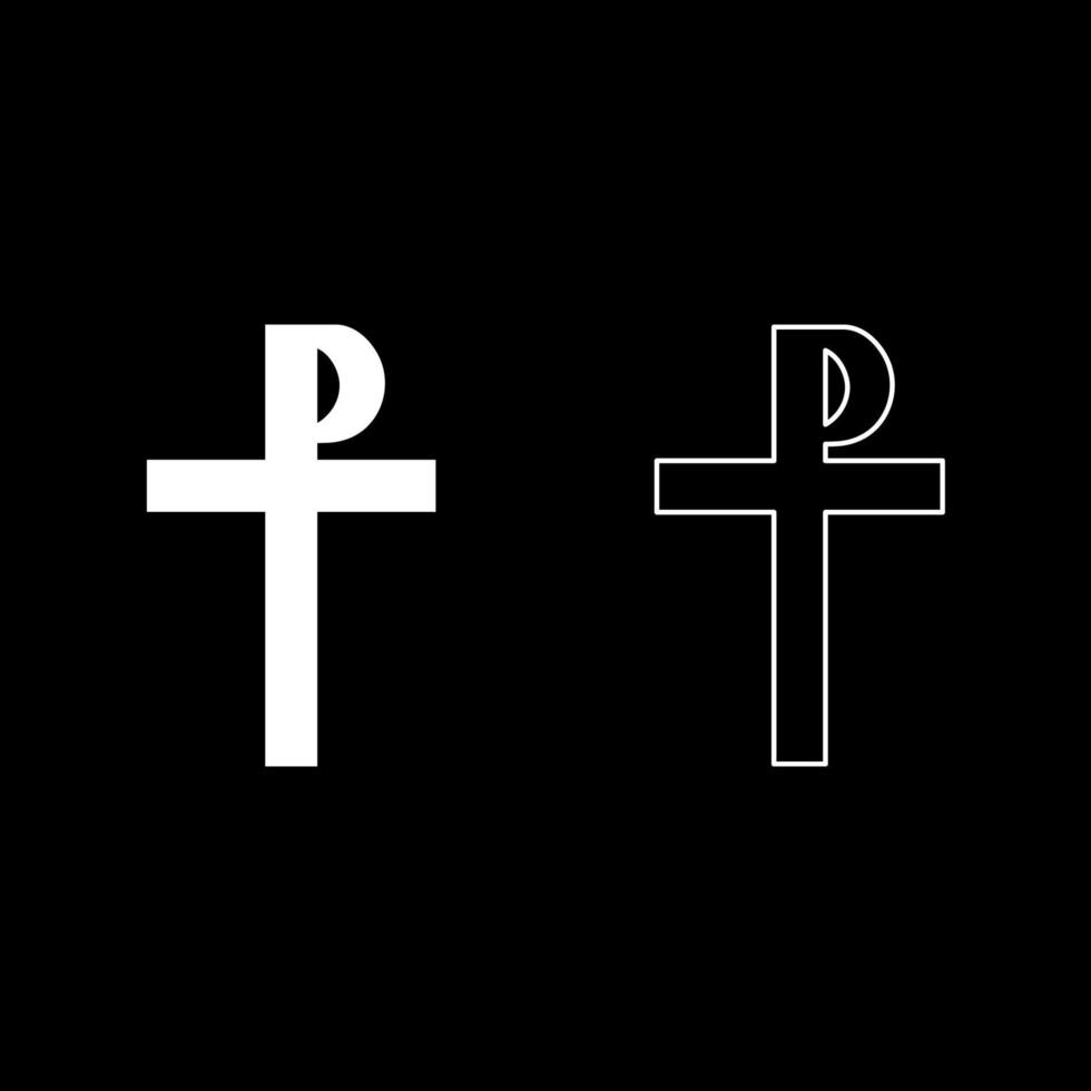 cruz monograma rex tsar tzar czar símbolo da sua cruz santo justin sinal cruz religiosa ícone conjunto de cor branca ilustração vetorial imagem de estilo plano vetor