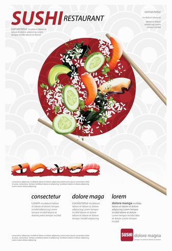 Cartaz, de, restaurante sushi, vetorial, ilustração vetor