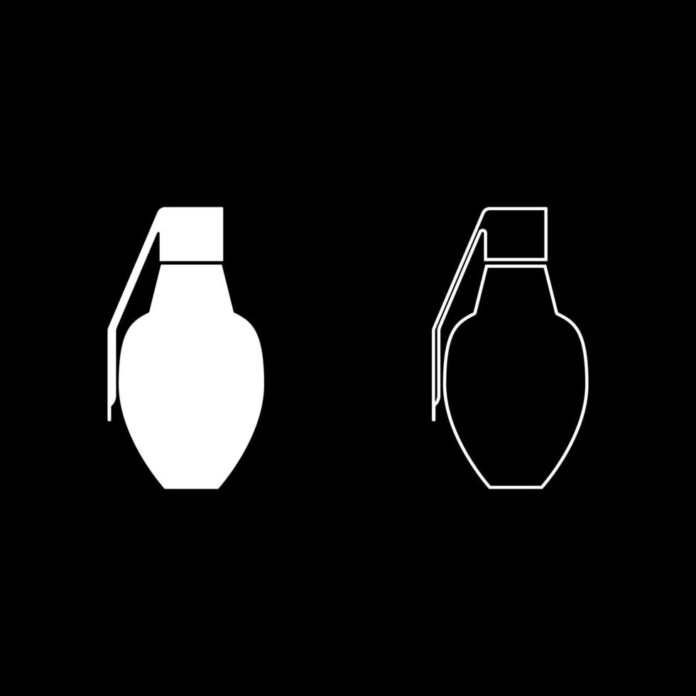conjunto de ícones de granada ilustração de cor branca estilo simples imagem simples vetor