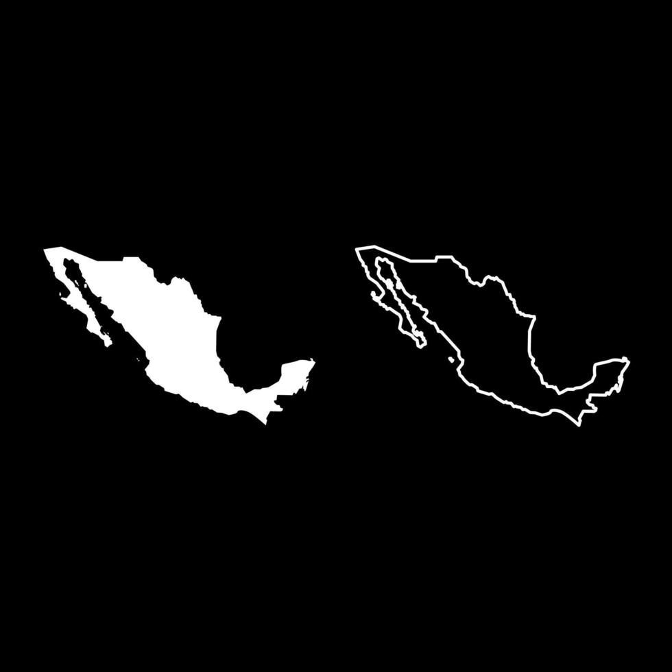 mapa do conjunto de ícones do méxico ilustração de cor branca estilo simples imagem simples vetor