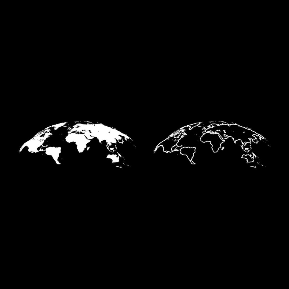 mapa do mundo 3d efeito superfície ícone conjunto ilustração de cor branca estilo simples imagem simples vetor