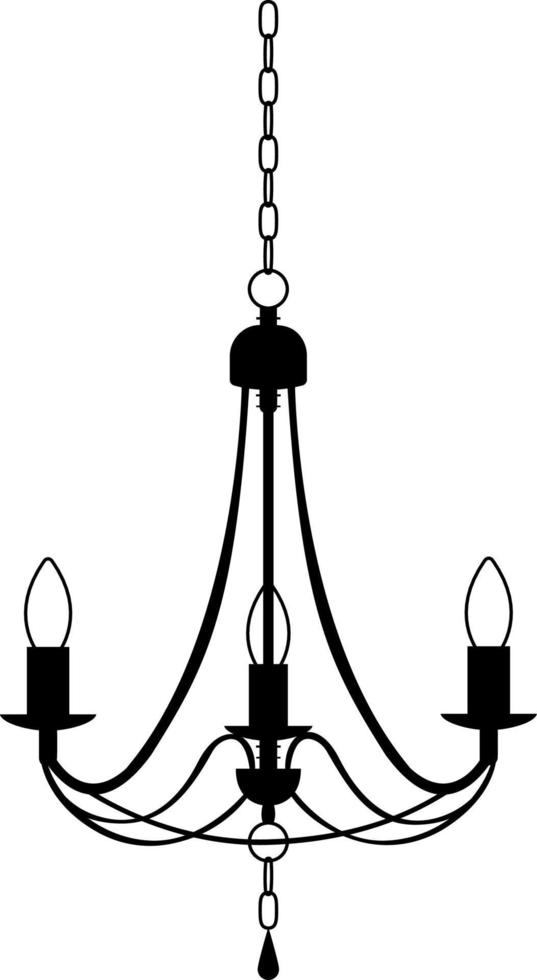 ilustração de silhueta preta de candelabro, vetor livre