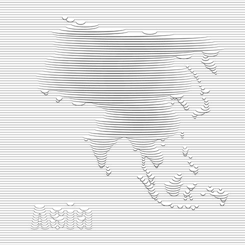 Linha abstrata de mapa de Ásia na arte gráfica de vetor. vetor