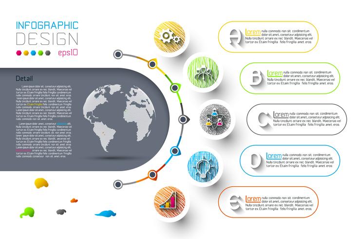 Modelo de opções de etapa de infográficos negócio abstrato. vetor