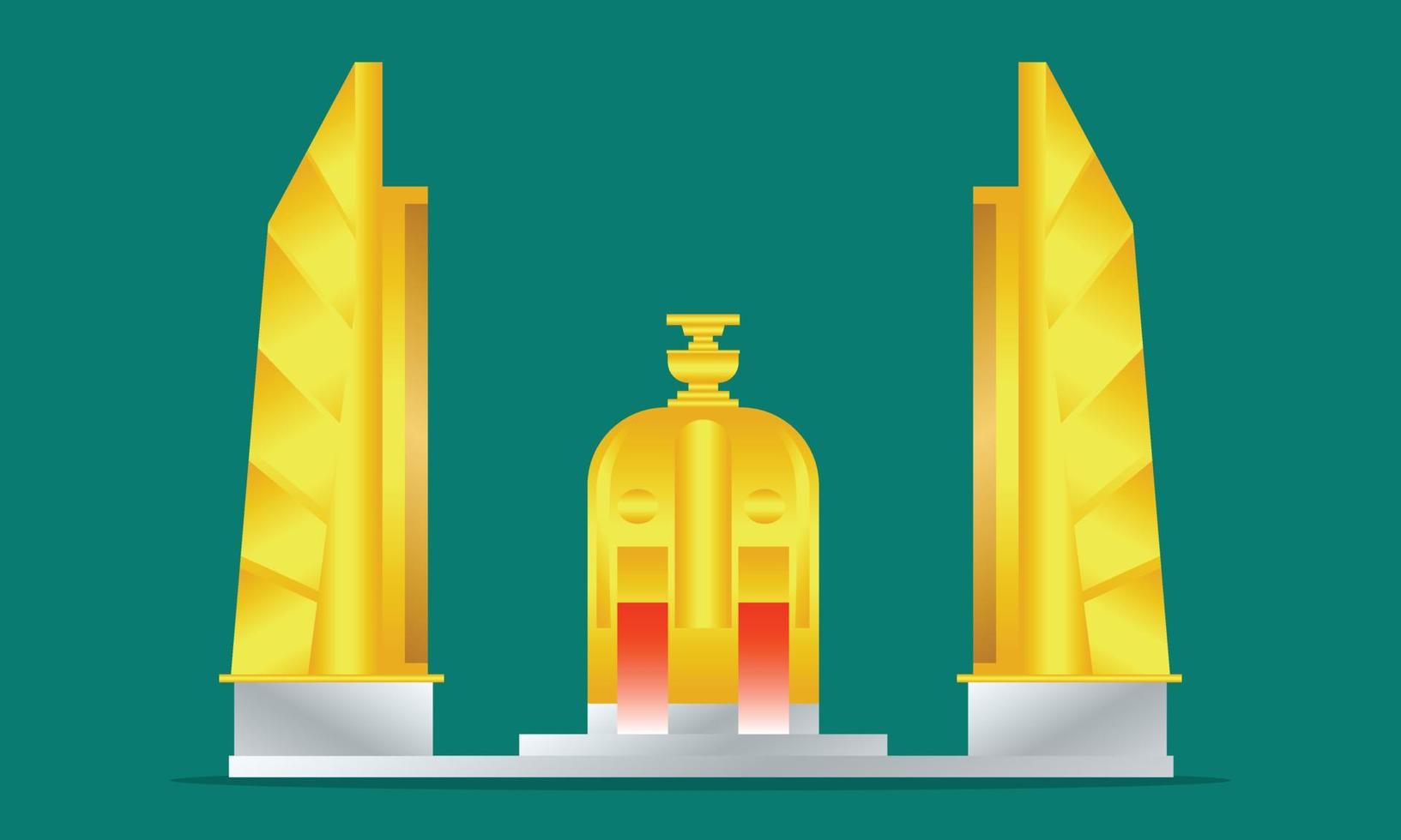 democracia monumento ouro e prata bangkok tailândia vector illustraion eps10