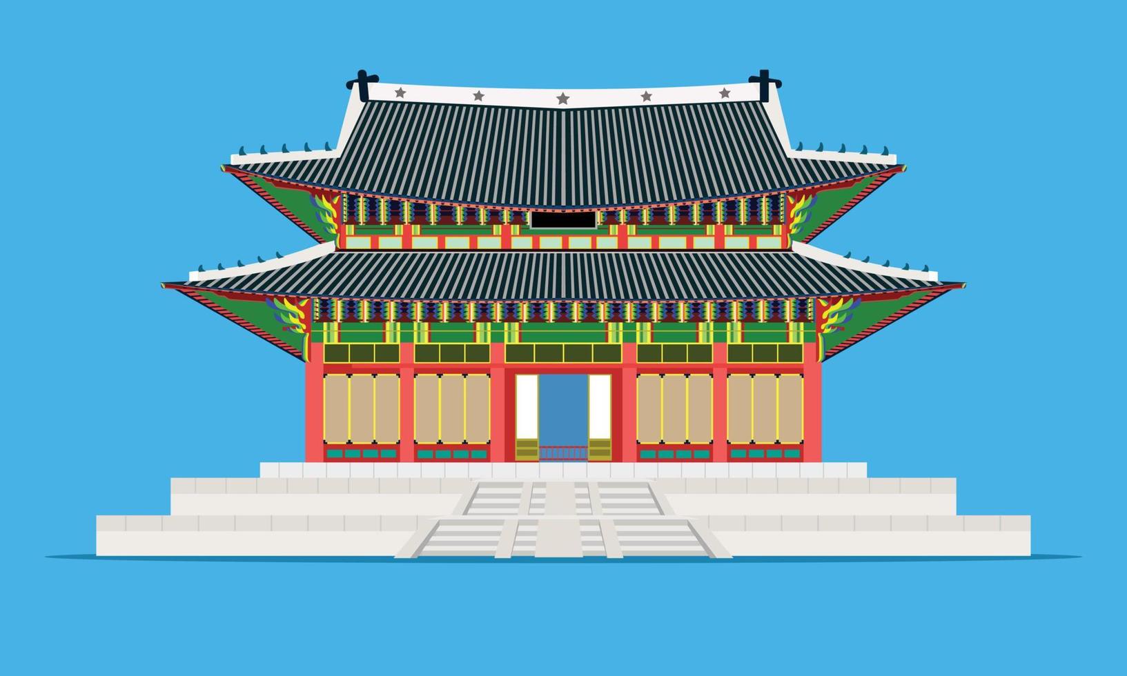 palácio changedoekgung em seul coreia do sul ilustração vetorial eps10 vetor