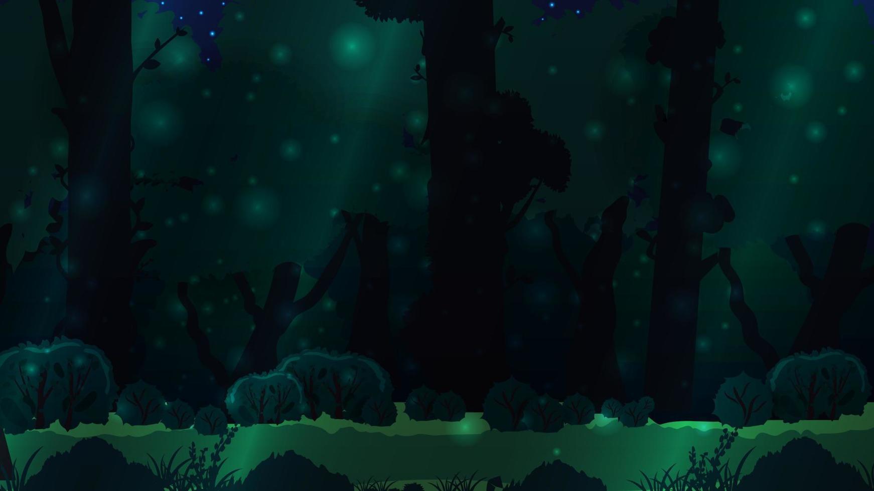 floresta escura mágica com árvores grandes, uma ilustração para a sua criatividade vetor