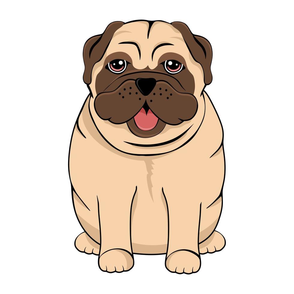 ilustração em vetor pug. Cachorro fofinho. personagem de desenho animado engraçado.