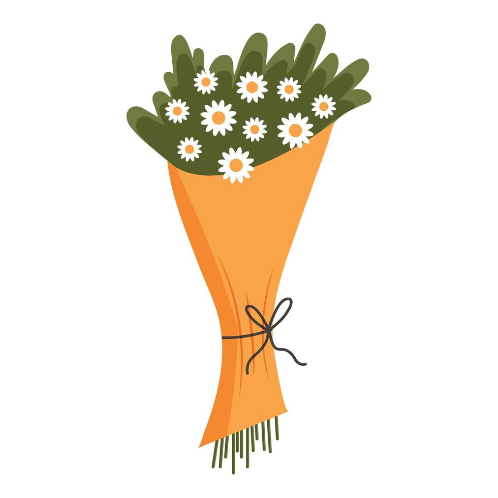 ilustração em vetor de buquê de verão com margaridas em estilo simples de desenho animado. bando de flores de primavera verão