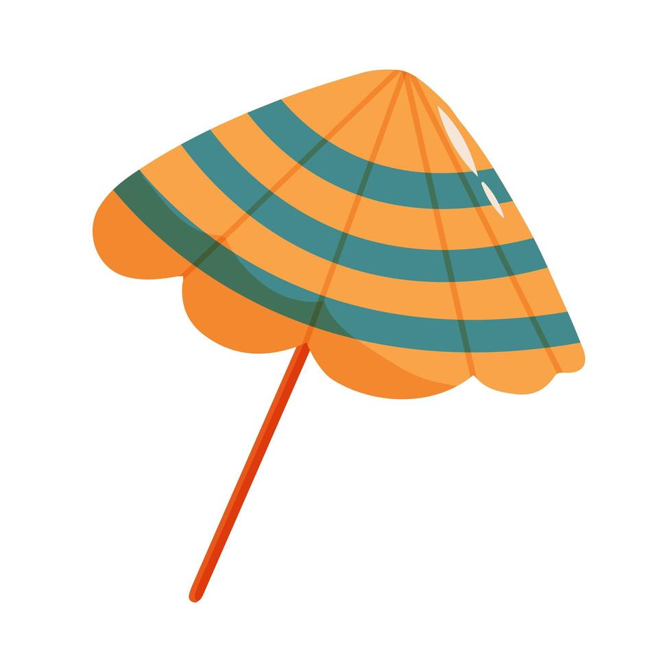 ilustração vetorial de guarda-chuva laranja e azul para praia em estilo simples de desenho animado. férias de verão, equipamentos de praia em estilo retrô vetor