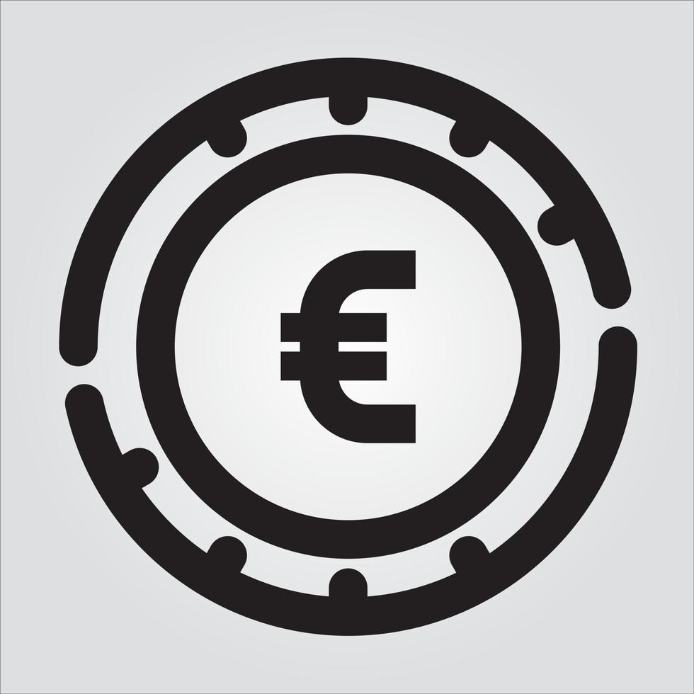 moeda de euro esboçada isolada e escalável transparente ícone gráfico pro vector