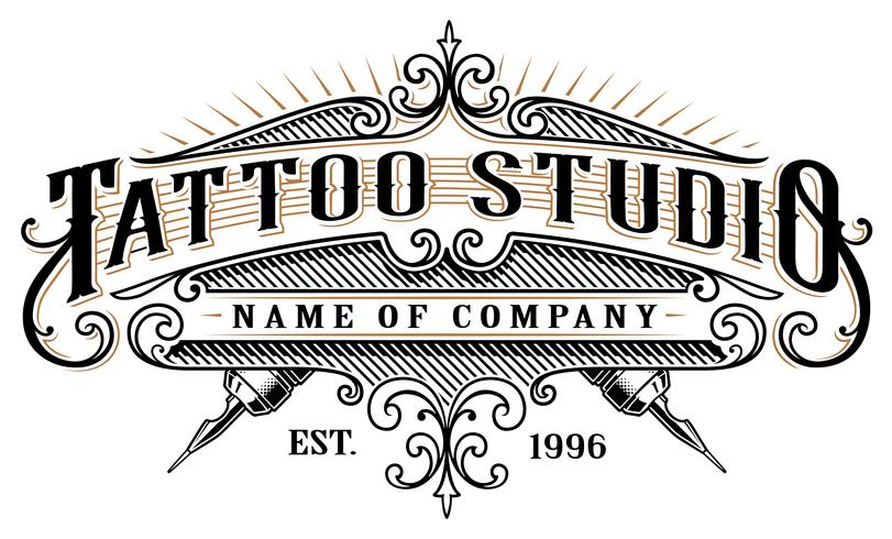 Estúdio de tatuagem vintage emblem_2 (para fundo branco) vetor