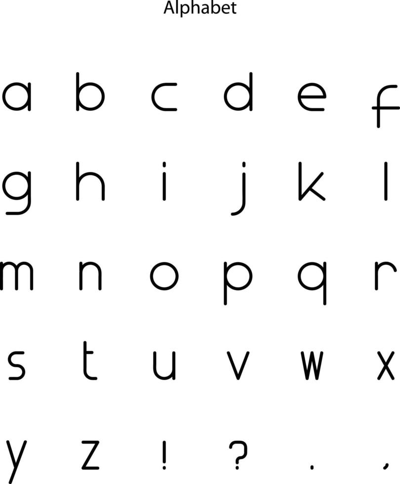 linha do alfabeto, sinal do alfabeto em fundo branco, estilo de contorno do alfabeto para conceito móvel e web design. vetor