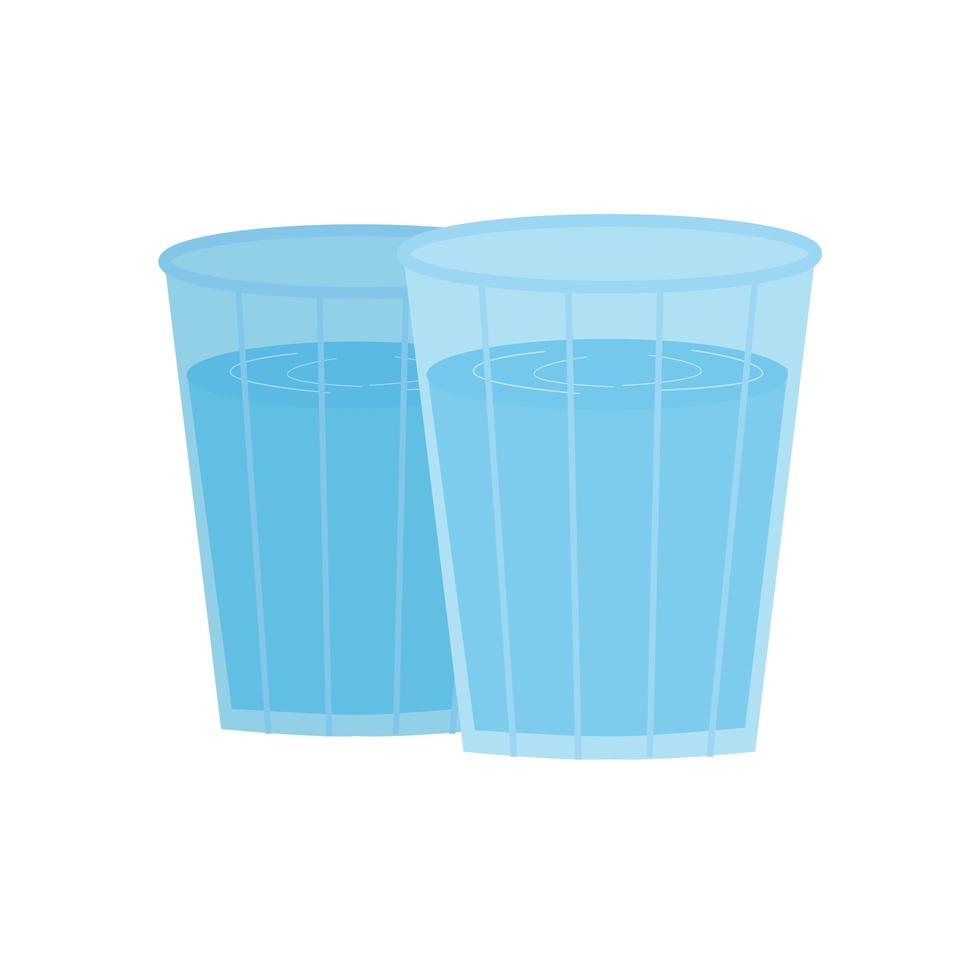 dois copos de água, isolados no fundo branco. ilustração vetorial vetor