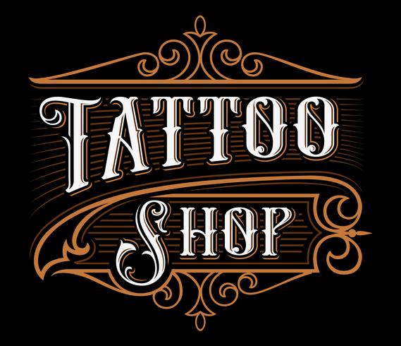 Letras Vintage de loja de tatuagem vetor