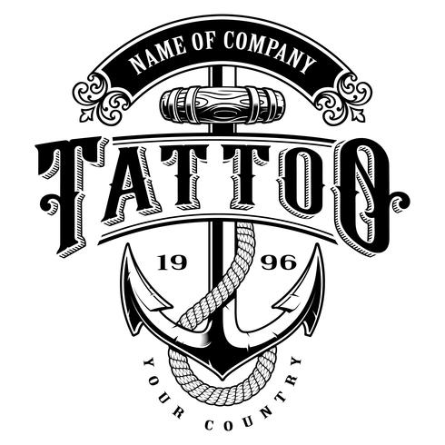 Tatuagem lettering ilustração com âncora (para fundo branco) vetor