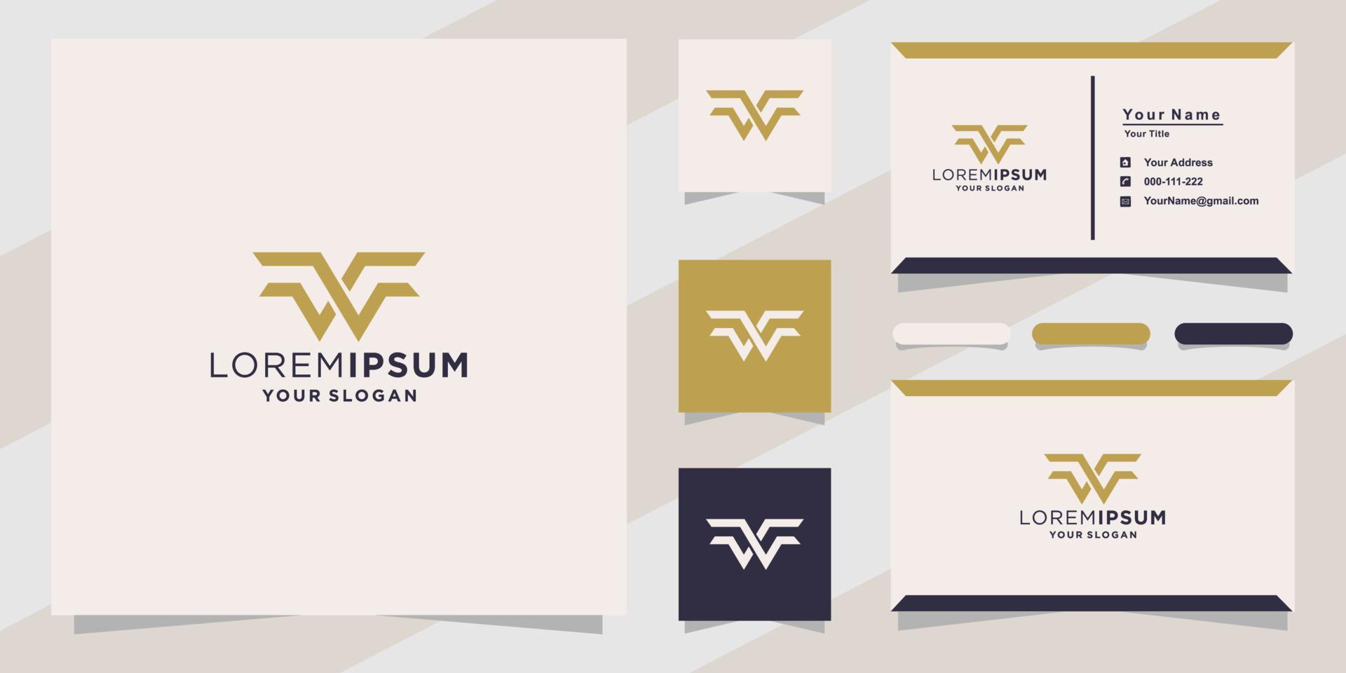 carta ww logotipo para empresa com modelo de cartão de visita vetor