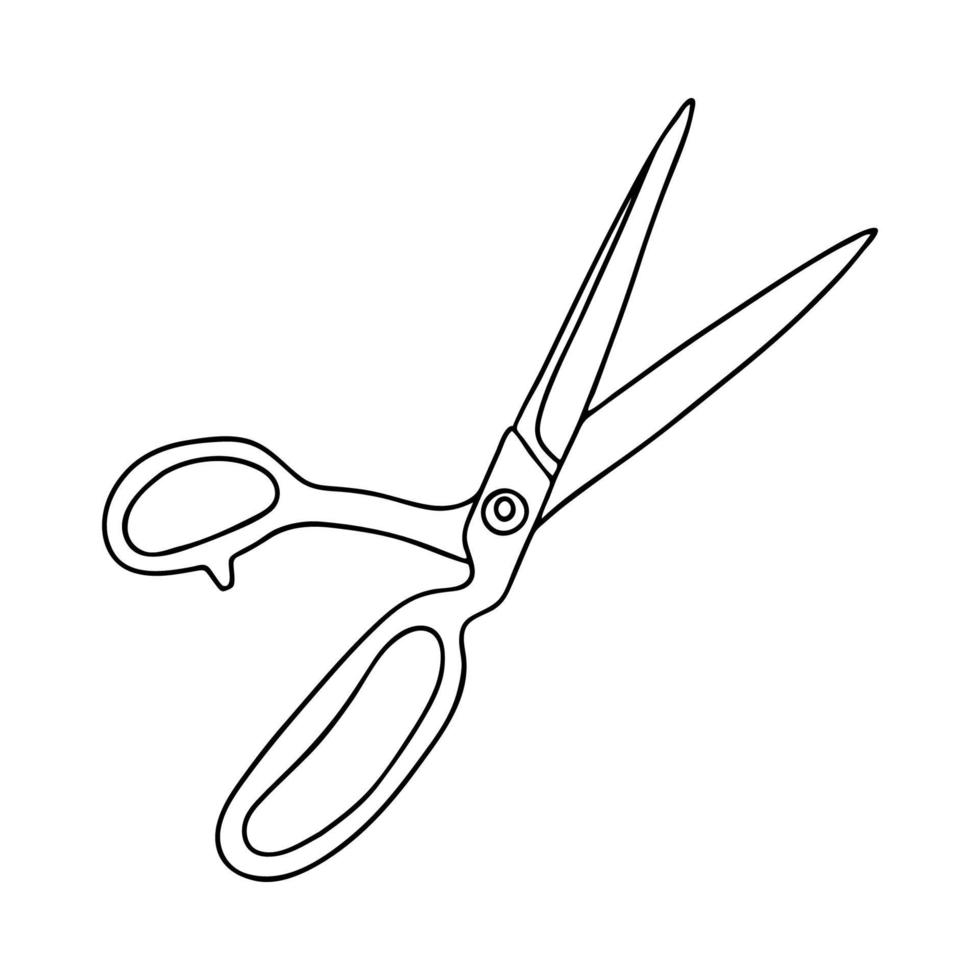 a tesoura no estilo doodle tesouras para costureiras e cabeleireiros imagem em preto e branco ferramentas monocromáticas feitas de metal ilustração vetorial vetor