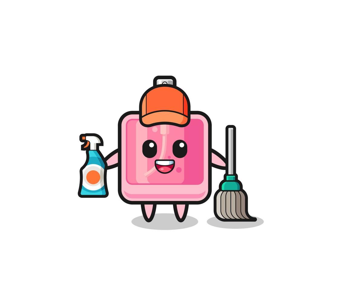 personagem de perfume fofo como mascote de serviços de limpeza vetor