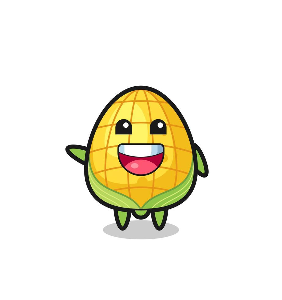 personagem de mascote fofo de milho feliz vetor