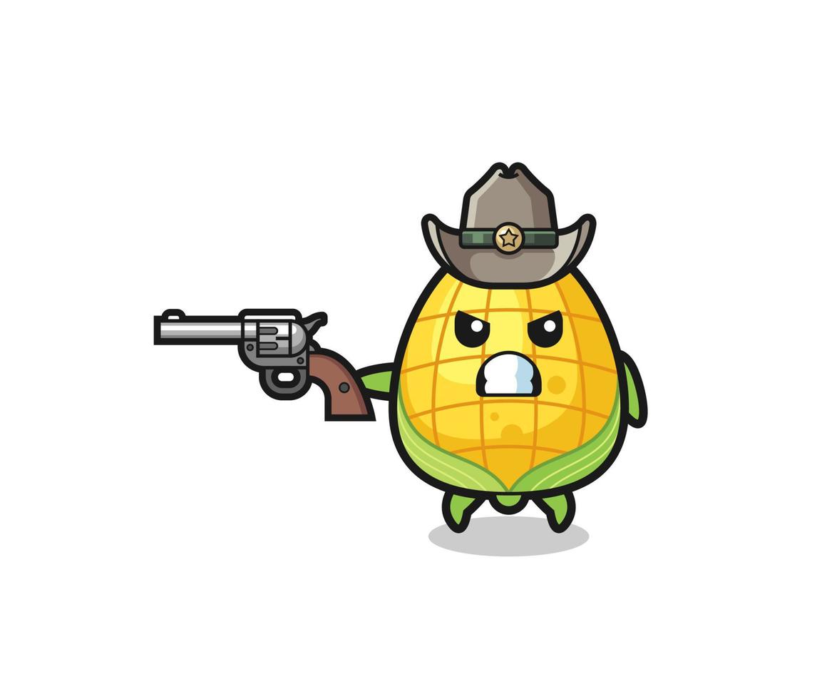 o cowboy do milho atirando com uma arma vetor